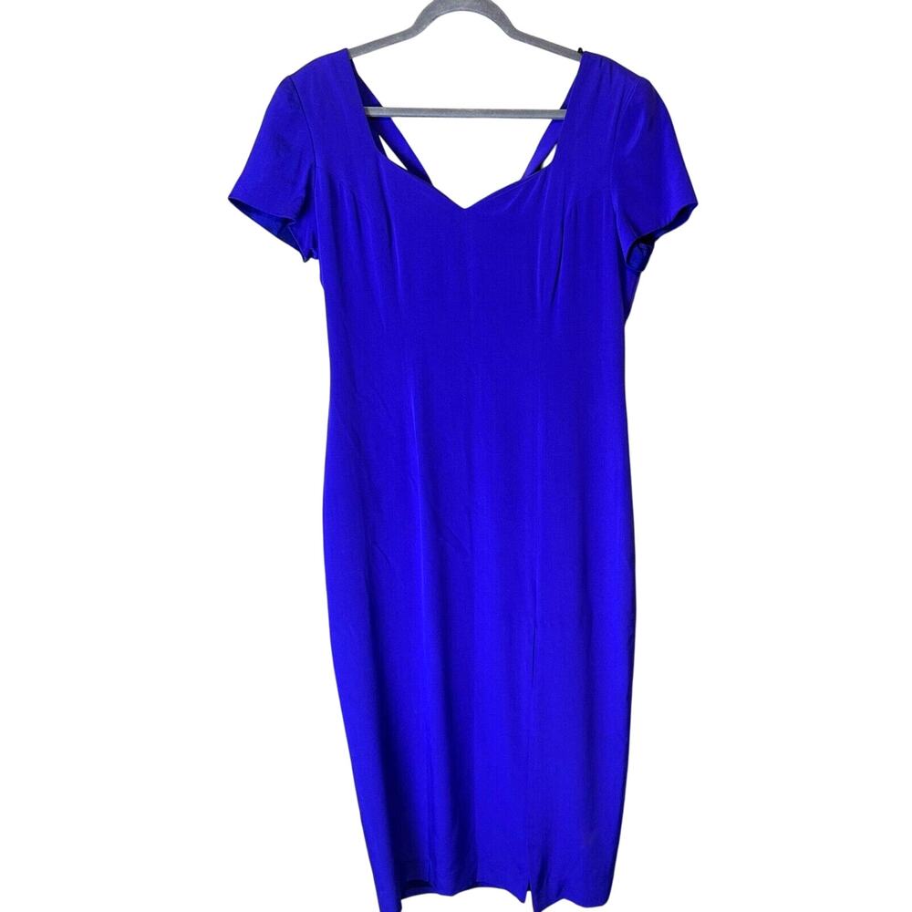 Liz Claiborne 100% Silk Midi Dress Purple‎ sz 14 side slit formal prom romantic